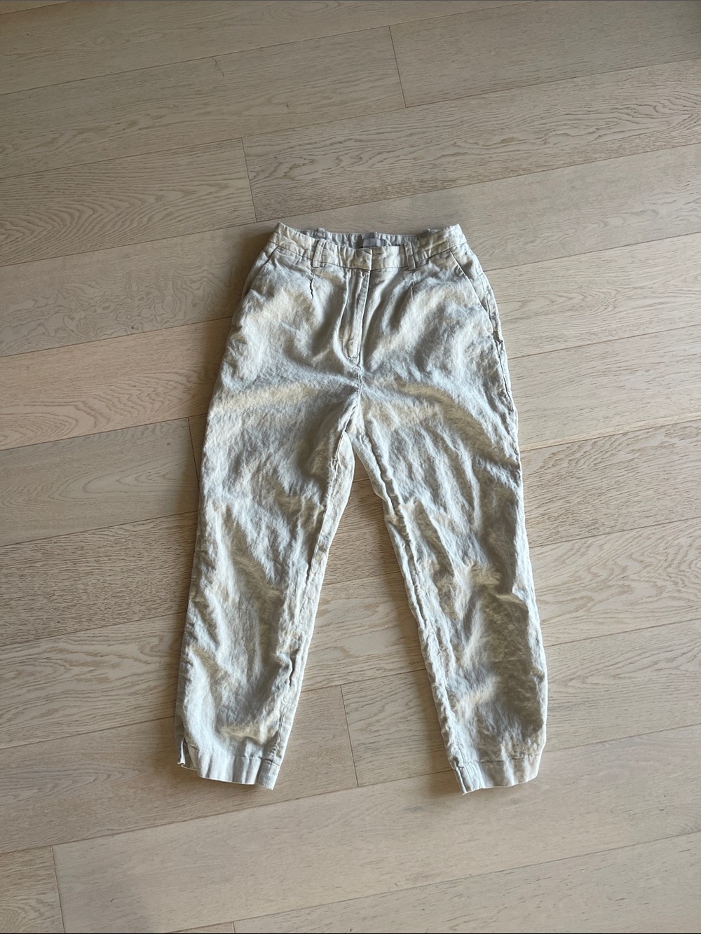 Linen-Blend Pants in Light Beige